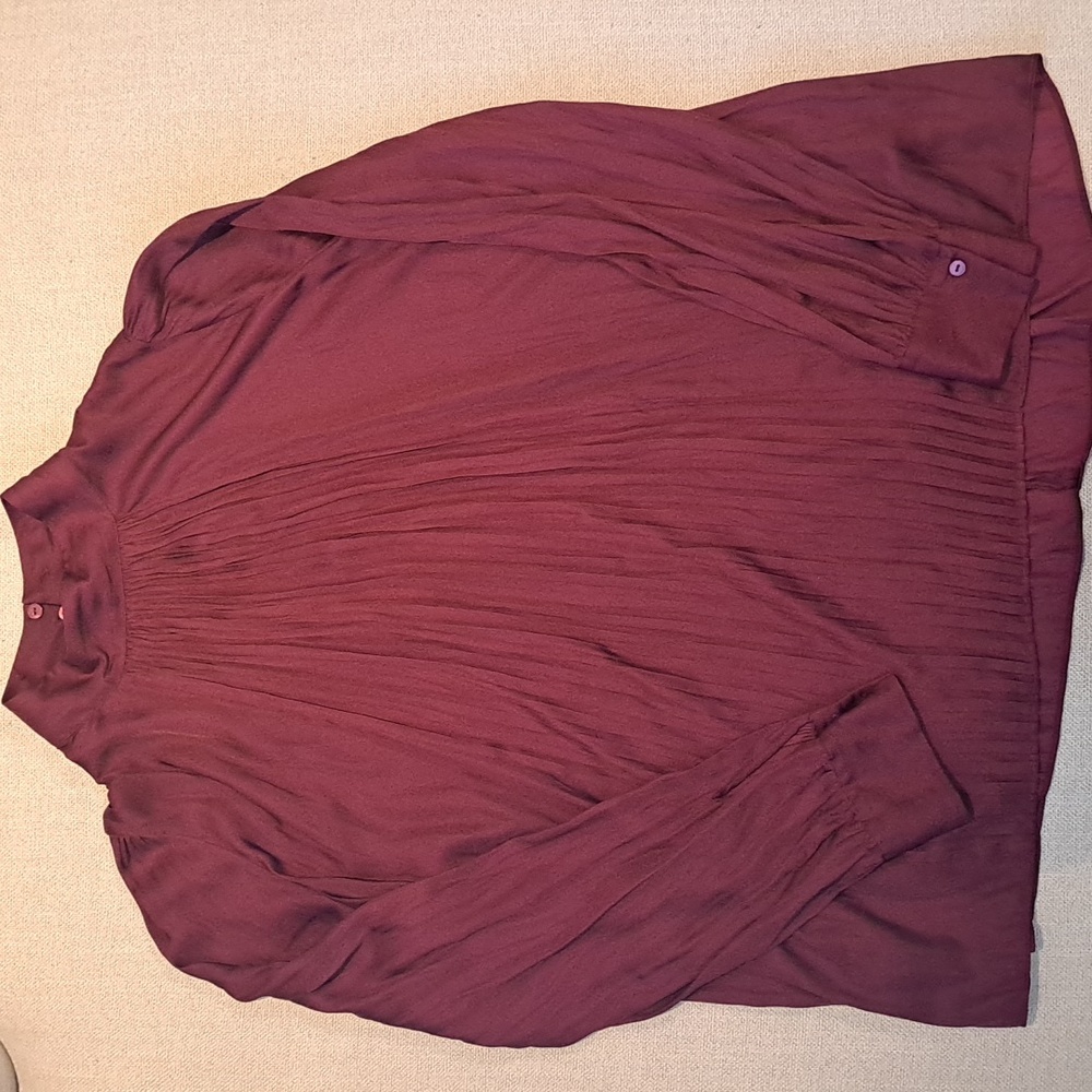 MASSIMO DUTTI | Burgundy High-Neck Blouse